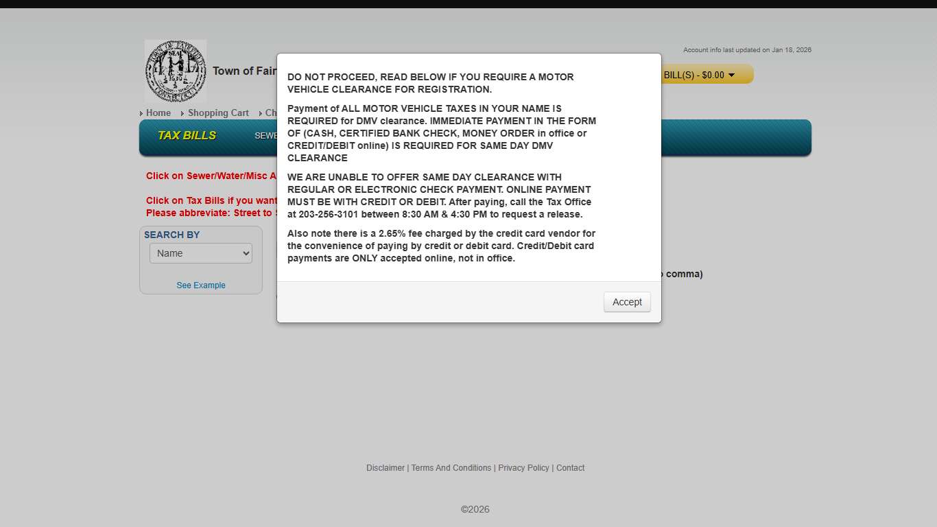 Town of Fairfield - Tax Bills Search & Pay