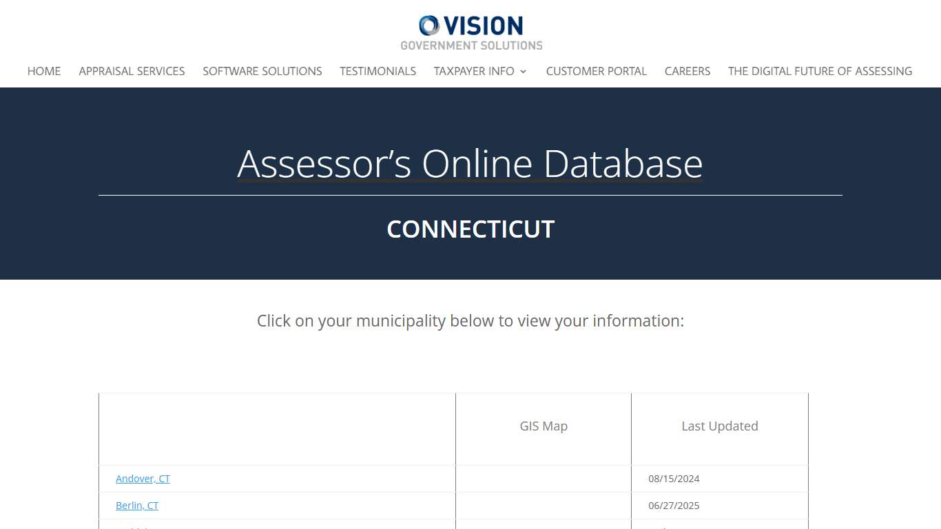 Connecticut Online Database - Vision Government Solutions